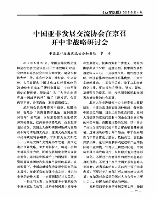 中国亚非发展交流协会在京召开中非战略研讨会