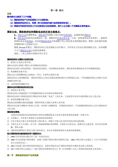 国际经济法概论重点考点(重要复习资料)汇编