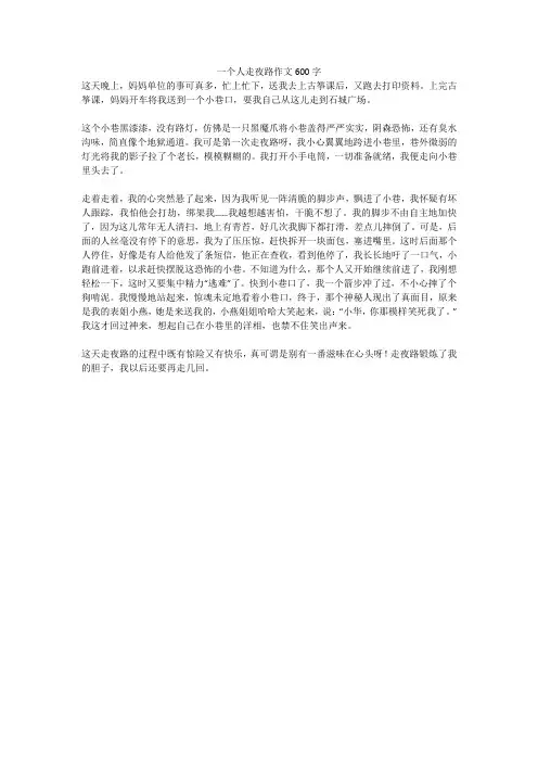 一个人走夜路作文600字