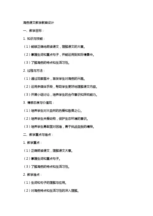 海燕课文教学教案设计