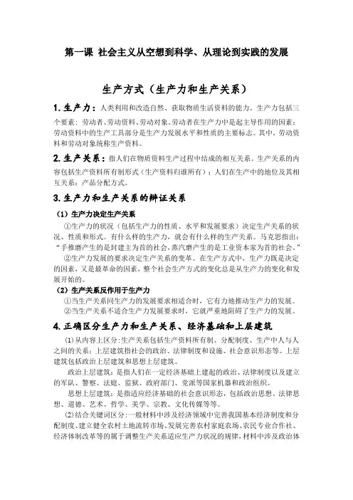 必修一中国特色社会主义   第一课必备知识点