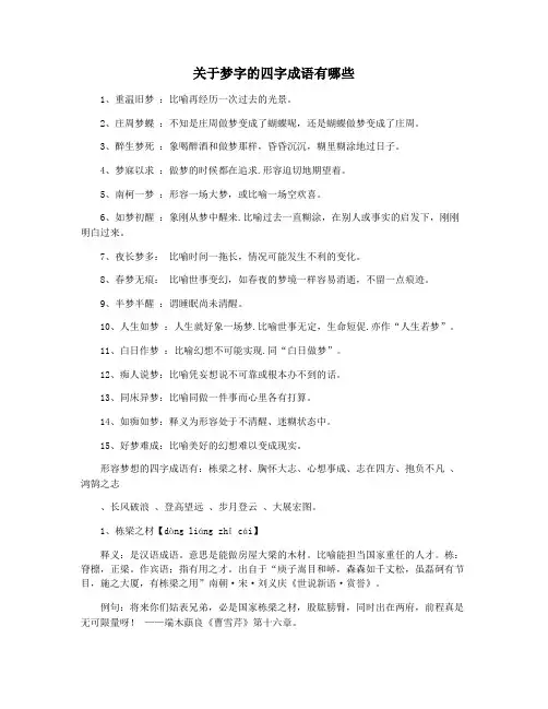 关于梦字的四字成语有哪些