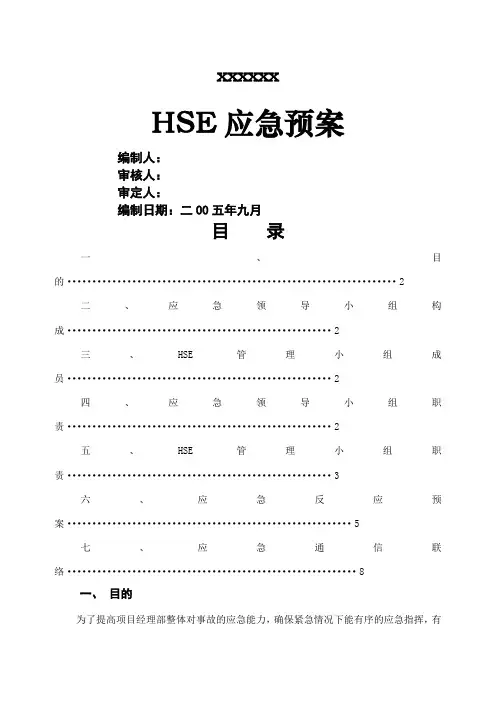 HSE应急预案方案