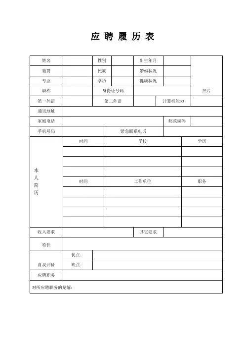 应聘履历表