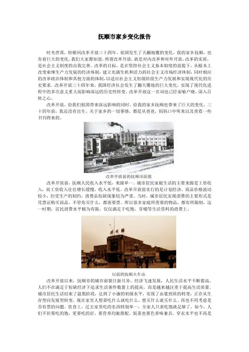 抚顺市家乡变化报告