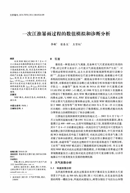 一次江淮暴雨过程的数值模拟和诊断分析