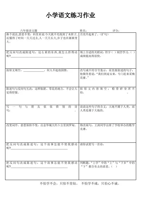 小学生六年级语文知识巩固25