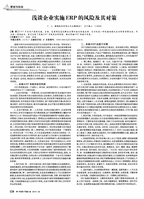 浅谈企业实施ERP的风险及其对策