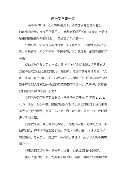 初三作文：走一步再走一步作文800字