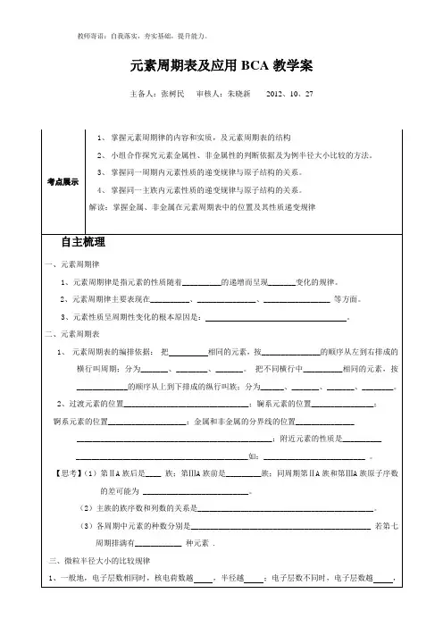 元素周期表及应用