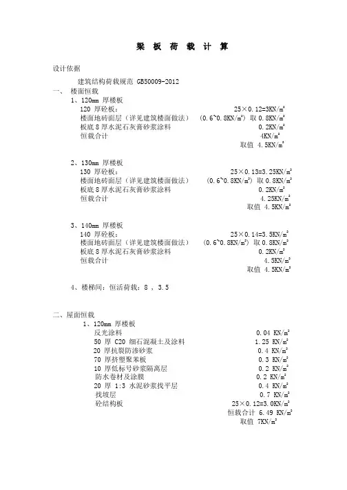 结构梁板荷载计算书