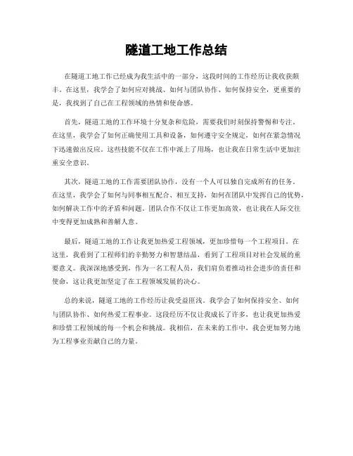 隧道工地工作总结
