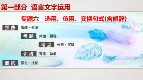 高考一轮复习语文课件：专题6 选用、仿用、变换句式(含修辞)(共167张PPT)