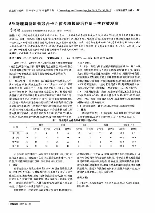 5%咪喹莫特乳膏联合卡介菌多糖核酸治疗扁平疣疗效观察