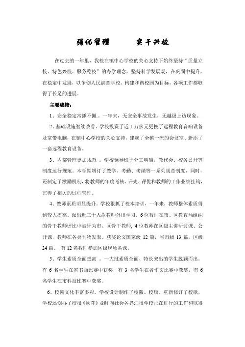 中心小学工作总结
