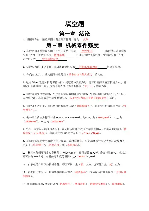 2016年考研《机械设计》填空题(单数章节)
