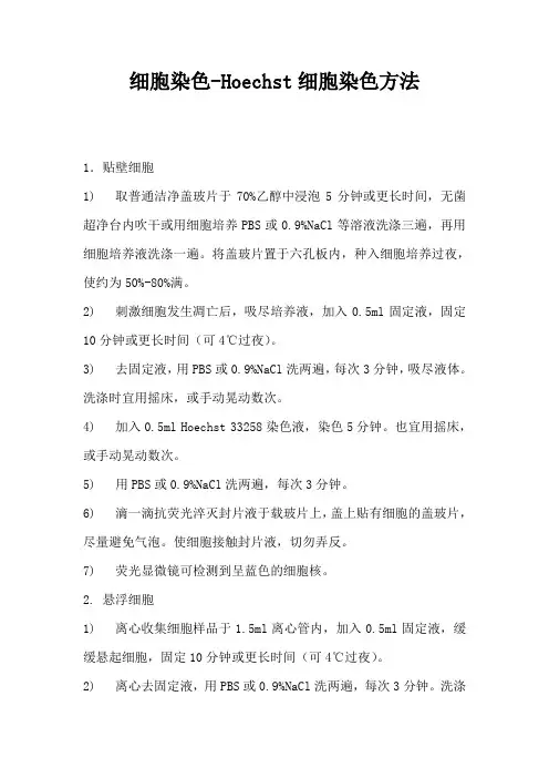 细胞染色-Hoechst细胞染色方法