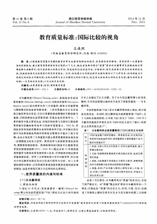 教育质量标准：国际比较的视角