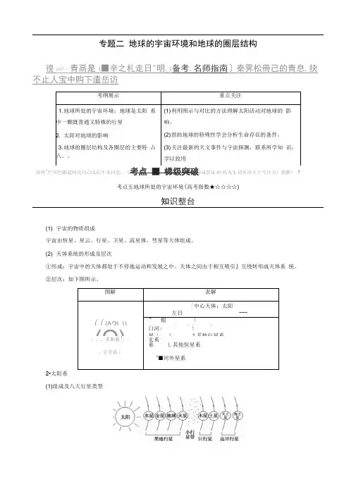 高考地理第一轮复习教案3(专题二_地球的宇宙环境和地球的圈层结构)