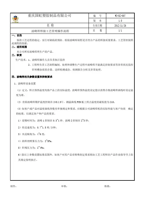 波峰焊焊接工艺流程