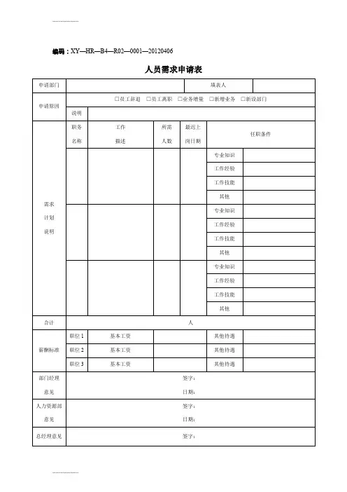 (整理)人事表格大全