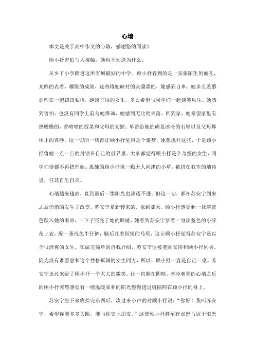 心墙_高中作文