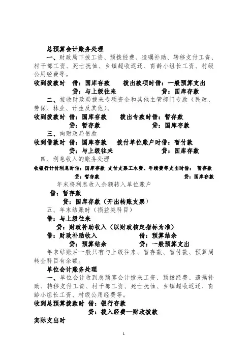 总预算会计账务处理