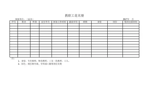 教师花名册、汇总表