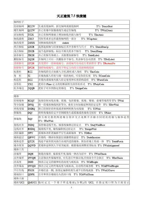 完整天正建筑7[1].5快捷键命令