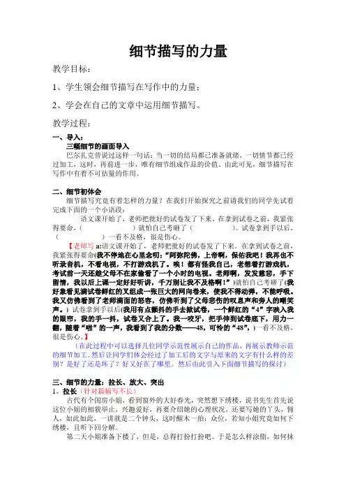 《细节描写的力量》优秀教案