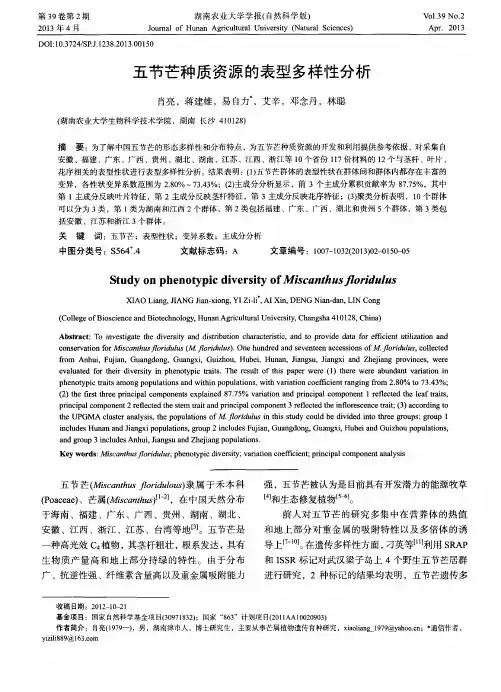 五节芒种质资源的表型多样性分析