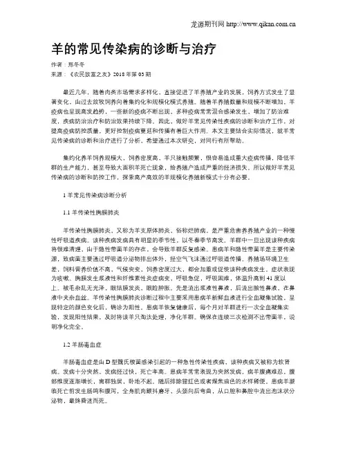 羊的常见传染病的诊断与治疗