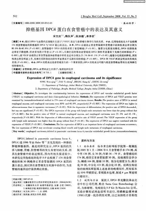 抑癌基因DPC4蛋白在食管癌中的表达及其意义