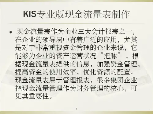 金蝶KIS专业版制作现金流量表方法