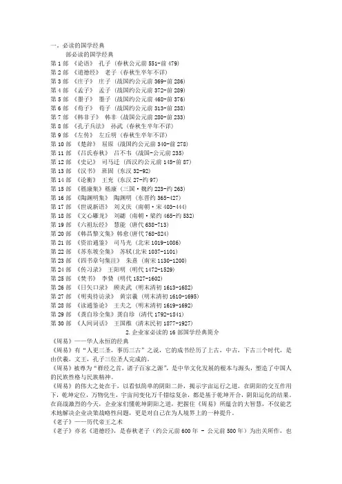 必读经典【经典书籍推荐】
