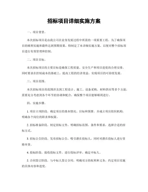 招标项目详细实施方案