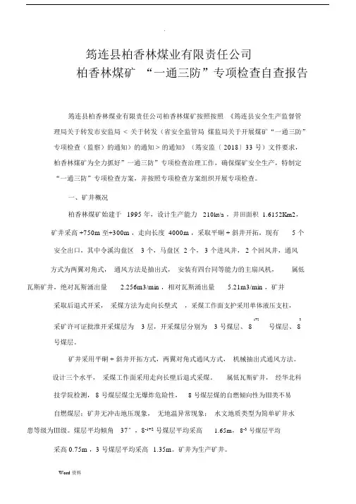 “一通三防”专项检查自查报告.docx