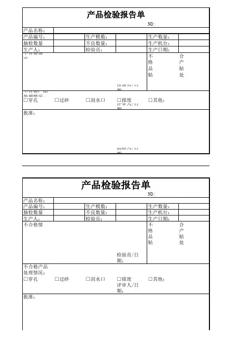 产品检验报告单模板