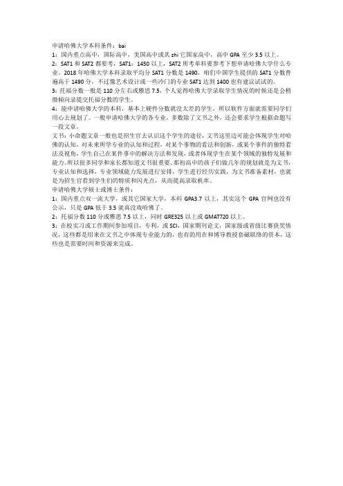 哈佛大学入学条件