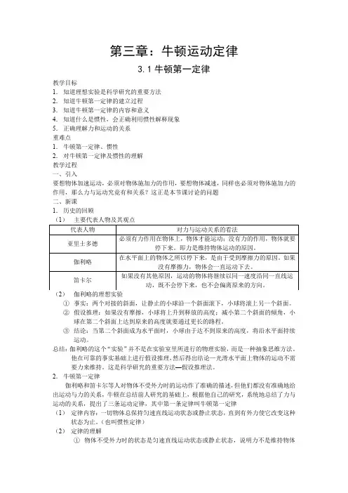 牛顿运动定律教案