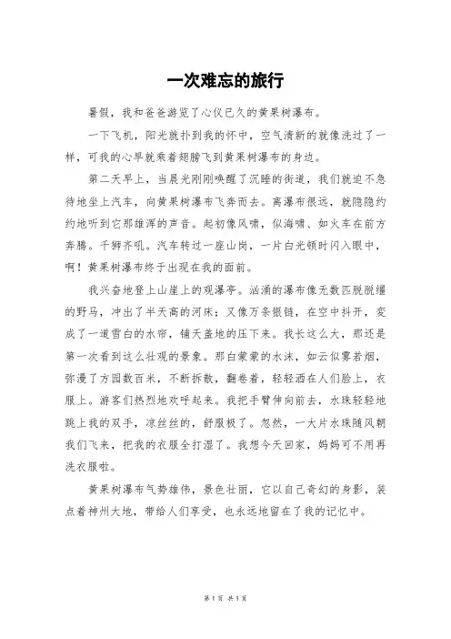 一次难忘的旅行_初一作文
