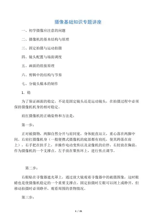 摄像基础知识专题讲座