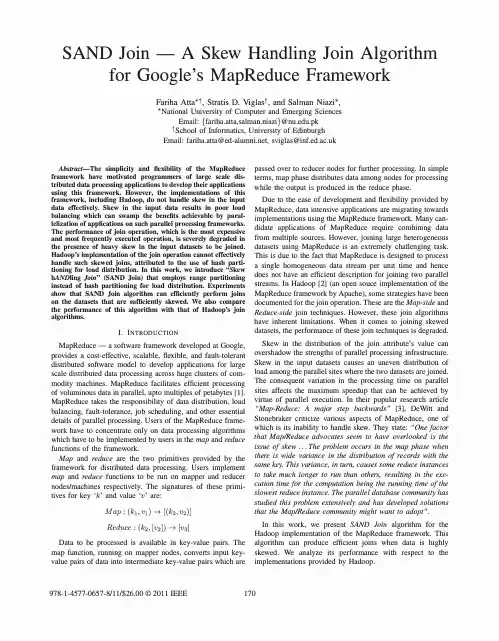 SAND Join — A skew handling join algorithm for Google's MapReduce framework