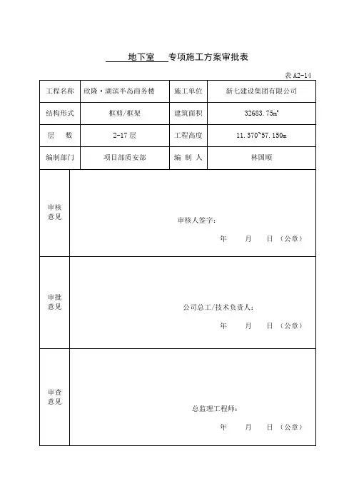 专项施工方案审批表