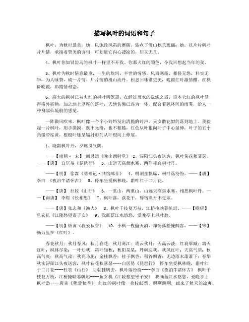描写枫叶的词语和句子