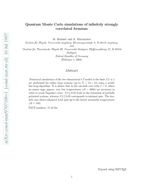 Quantum Monte Carlo simulations of infinitely strongly correlated fermions