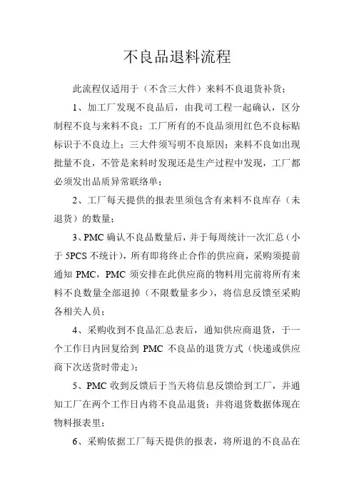 不良品退料流程