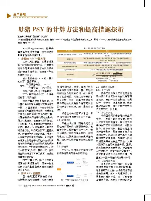 母猪PSY的计算方法和提高措施探析