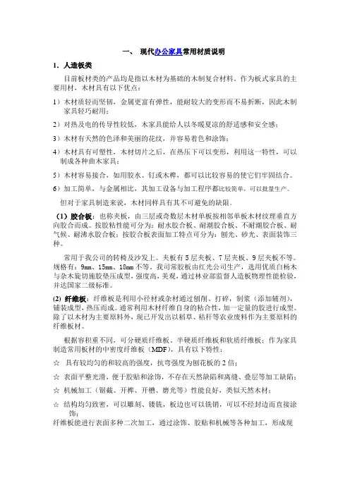 现代办公家具常用材质说明