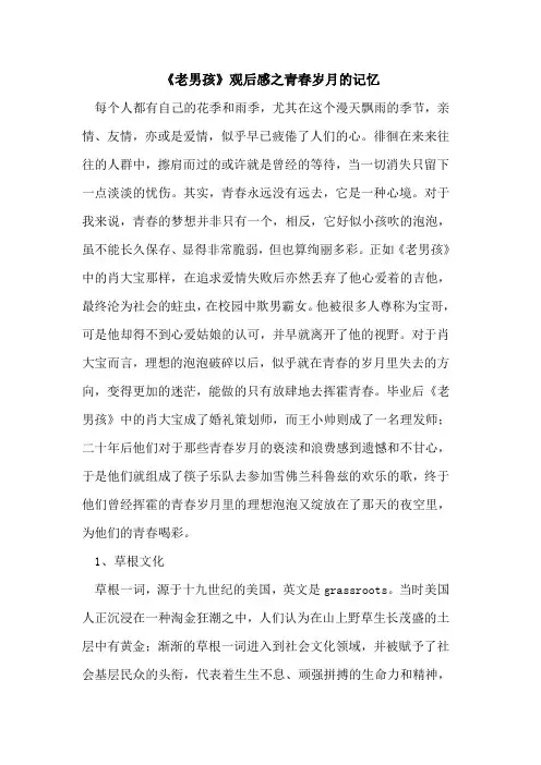 《老男孩》观后感之青春岁月记忆论文